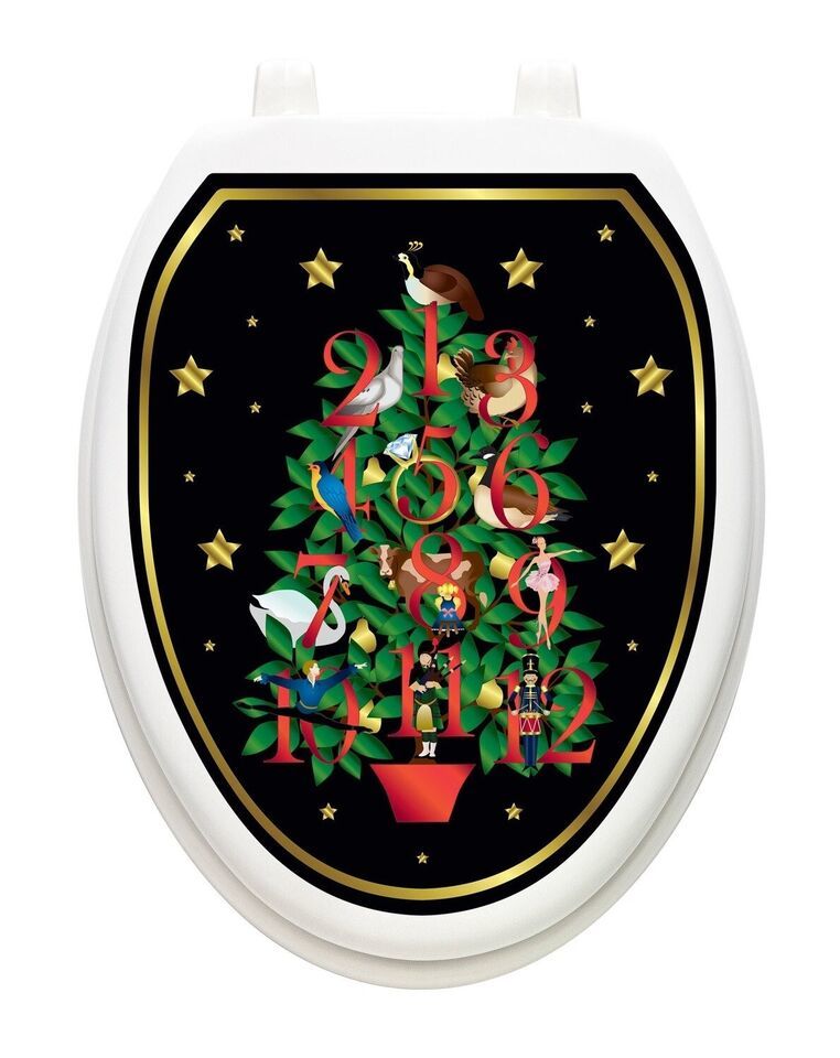 TWELVE DAYS OF CHRISTMAS Toilet Tattoo Lid Decoration Removable Reusable - $23.66
