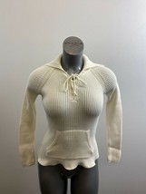 Old Navy Ribbed Tie V Neck Sweater Women&#39;s Size Small White Long Sleeve ... - $151.46 MXN
