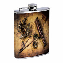 Pirate Treasure D4 Flask 8oz Stainless Steel Hip Drinking Whiskey - £11.69 GBP