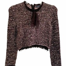 Zara Knit Boucle Fringe Bow Neck Sweater NWOT - £40.45 GBP
