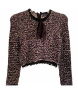 Zara Knit Boucle Fringe Bow Neck Sweater NWOT - £40.63 GBP