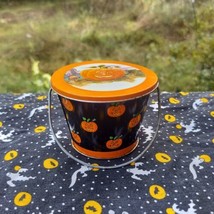 Vintage Halloween Tin Pail or Bucket Jack o Lantern Design by Russ Berrie - £9.66 GBP