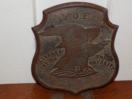Vintage Bronze Metal Embossed Eagle F.O.E. Insurance Plaque Shield Sign - $5,645.03 MXN