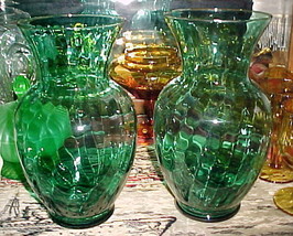 2) Indiana Glass Illusions Vases;11&quot;,Evergreen,#30182;Ideal For Tall Flowers;Htf - £19.80 GBP