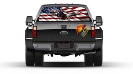 AMERICAN FLAG on Flying Eagle Rear Window Perforated Graphic Decal Truck - £40.12 GBP
