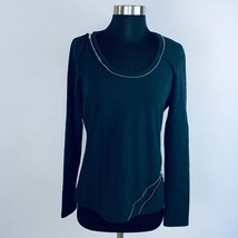 Linea Domani Top Womens Black Scoop Neck Zipper Accent Design M - $20.69