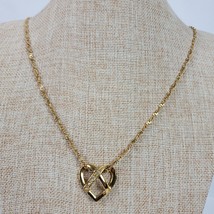 Vintage Premier Designs Heart Pendant Chain Necklace 30 Inch Faux Diamonds - $26.18