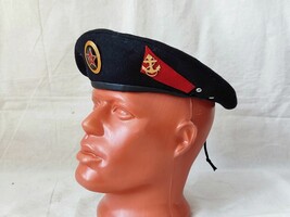 Soviet Russian Marine Corps Black Beret Hat cockade, USSR model 2010 - $33.26
