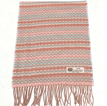 100% Cashmere Scarf Chevron Design Peach Pink Blue Made In England Soft#2Ten For - £28.30 GBP
