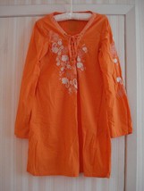 Da-Nang Orange Cotton Size Medium Cover Up/Dress w/Embroidery - £13.39 GBP