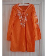 Da-Nang Orange Cotton Size Medium Cover Up/Dress w/Embroidery - £13.54 GBP
