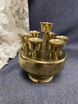 Rare Vintage Brass Taper Candle Holder Music Box Wind Up Rotating Plays - £30.18 GBP