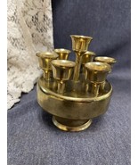 Rare VINTAGE Brass Taper Candle Holder Music Box Wind Up Rotating PLAYS - $38.61