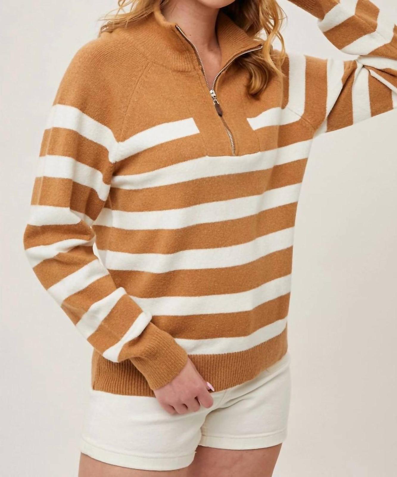 Bluivy Striped Half Zipped Knit Sweater Size M - $34.65