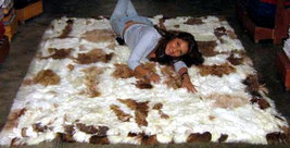 Baby alpaca fur carpet , brown and white spots, 200 x 180 cm/ 6&#39;56 x 5&#39;9... - $1,019.00