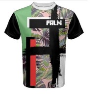 Man t-shirt with palm tree hawaiian modern stile cotton tee personalized print - £27.10 GBP