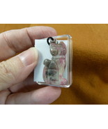 (ann-cat-17) Pink gray Cat gemstone carving PENDANT necklace Fetish love... - $12.19