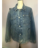 VTG Polo Ralph Lauren Men&#39;s Trucker Jacket 90s Size Large Blue Denim - £63.84 GBP