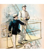 Commodore Dewey Battle In Manila Bay Cuba 1899 Victorian Lithograph DWV7A - $136.69 CAD