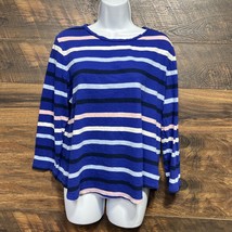 Crown &amp; Ivy Shirt Womens XL Blue Striped Long Sleeve Vintage Wash Nautic... - $8.55