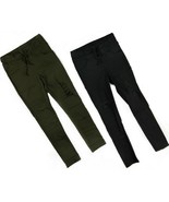 New Boutique Ripped Jogger Ankle Pants Olive Green Black Pocket Drawstri... - $20.50 CAD