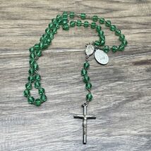 Vintage Green Beaded Rosary Catholicism Christianity Crucifix KG JD - $12.87