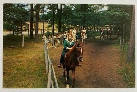 Camp We-Ha-Kee on Green Bay Horseback Riding Marinette,WI Chrome Postcar... - $13.48