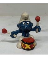 Smurfs Drummer Vintage 1966 Schleich PEYO PVC Figurine - $8.32 CAD
