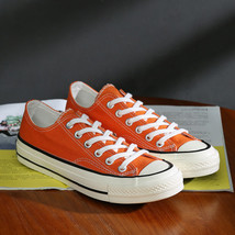 Retro Canvas Shoes 1970s Orange Vintage Sneakers Korean Street Skateboard Shoe B - £25.54 GBP