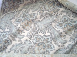  Upholstery Fabric Indoor Floral Teal Blue Ivory Medium Weight Upholstery Fabric - $39.99