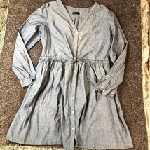 Gap Chambray Dress Womens Size 12 Long Sleeve Button Up Minimalist Flowy - $28.50
