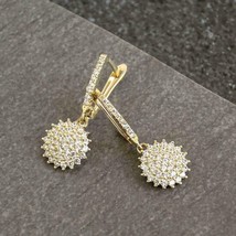 2 Ct Round Simulated Diamond 14K Yellow Gold Plated Cluster Drop/Dangle Earrings - £60.92 GBP