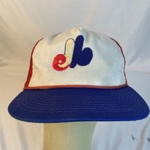 VTG Montreal Expos MLB Baseball Plain Logo Trucker Mesh Rope Hat Snapback - £11.05 GBP