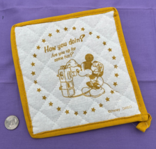 Disney Mickey Mouse Fabric Pot Mat - 8&quot; x 8&quot; - Whimsical White and Yellow - £11.67 GBP