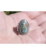 VINTAGE OLD NATIVE AMERICAN NAVAJO BLUE TURQUOISE RING STERLING SILVER SIZE 6.5 - $98.99