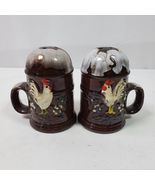 Vintage Farmhouse Rooster Salt Pepper Shakers w/ Stoppers 3 Inch Japan - $205.14 MXN