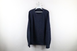 J Crew Mens XL Blank Chunky Ribbed Knit Crewneck Sweater Cotton Heather Blue - £36.96 GBP