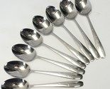 Wallace Bright Star Oval Soup Spoons 7 1/2&quot; Glossy Stainless Lot of 8 - $42.13
