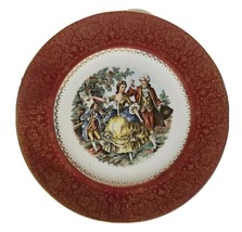Salem China Imperial Service Plate Victorian couple dancing red 23K Gold Signed - £15.72 GBP