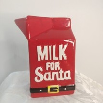 Milk For Santa Carton Red Ceramick Christmas Holiday 5&quot;1/4x5 New - £8.86 GBP