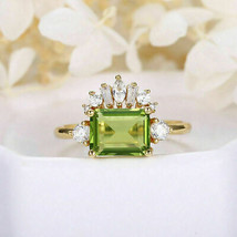 Anello di fidanzamento con peridoto verde smeraldo da 2 ct e diamante con... - £101.34 GBP