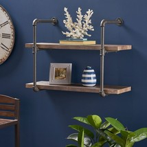 Caden 2 Shelf Industrial Pipe Design Wall Mount Floating Shelf - £95.29 GBP