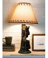Rustic Forest 2 Bear Cubs Climbing Tree Ladder Table Lamp Statue with Sh... - €96,94 EUR