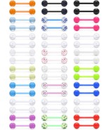 Prjndjw 48Pcs 14G 16mm 14MM Glow in Dark Tongue Nipple Ring Plastic Flex... - $396.67 MXN