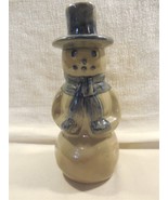 BBP Beaumont Brothers Pottery Blue Salt Glaze Christmas Snowman Figurine... - $14.95