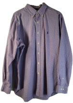 Ralph Lauren Button Up Shirt Mens Size 16.5 34/35 Purple White Check Long Sleeve - £14.44 GBP