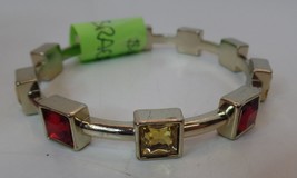 Unbranded Goldtone Bracelet With Multi Color Faux Stones-Costume Jewelry 7&quot; - £6.33 GBP