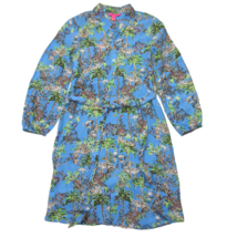 NWT Lilly Pulitzer Bethanne in Blue Thistle Tiger Queen Belted Shirt Dress L - £94.62 GBP