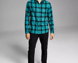 And Now This Men&#39;s Flannel Button-Up Shirt in Green Plaid-Small - £17.35 GBP