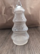 Vintage Clear Glass 8&quot; Christmas Tree Pine Tree Shaped Jar Container Canister - £7.91 GBP